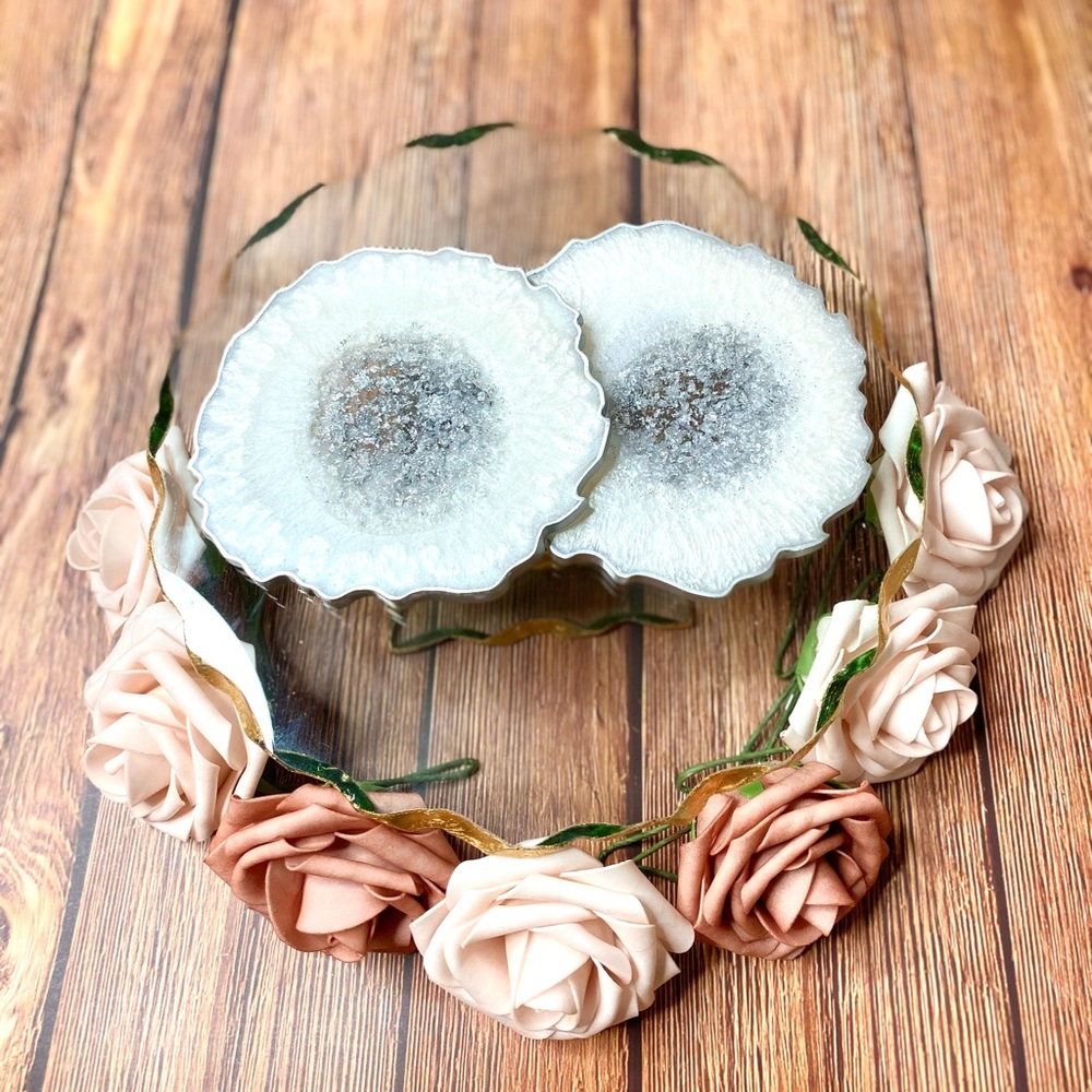 Set of 2 Coasters/Resin Geode Coasters/Gift idea